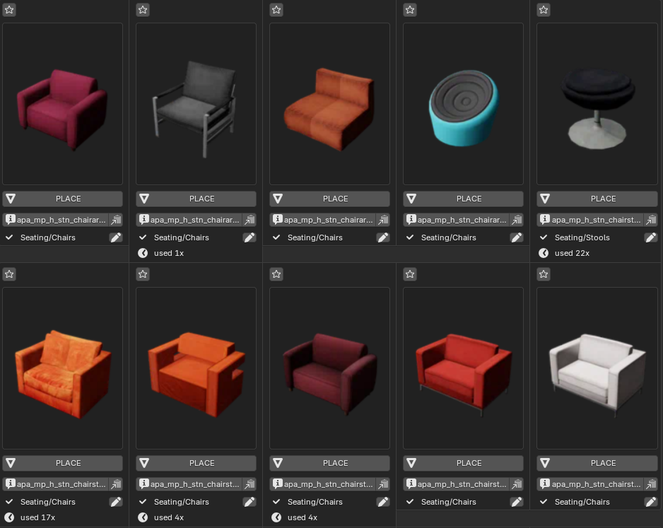 MLOStudio Prop Browser showing two rows of local GTA V props